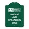 Signmission 15 Minute Parking Loading and Unloading Zone, Green & White Aluminum Sign, 18" x 24", GW-1824-24596 A-DES-GW-1824-24596 - alternate 1